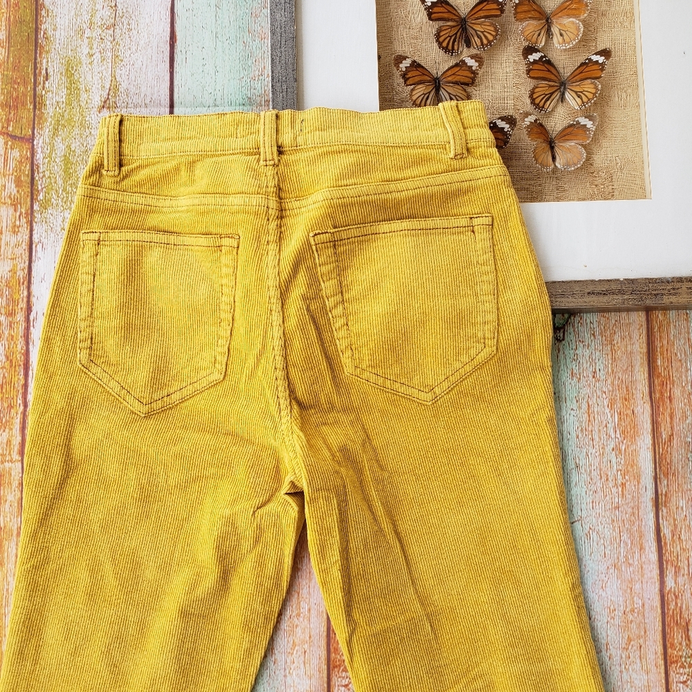 Pam & Gela Mustard Cropped Flare Corduroy Pants S - Picture 5 of 7